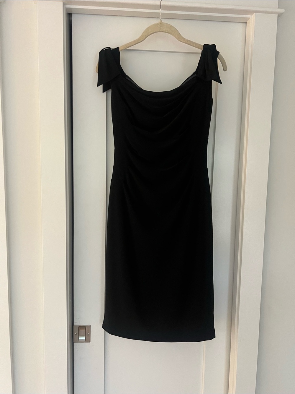 Lauren Ralph Lauren Black Draped Sheath Dress with Shoulder Ties